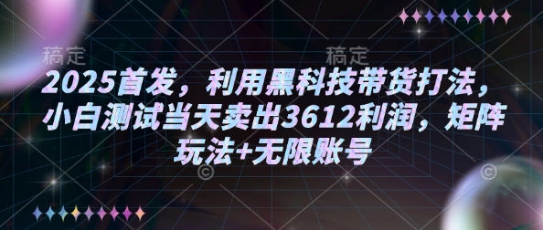2025首发，利用黑科技带货打法，小白测试当天卖出3612利润，矩阵玩法+无限账号【揭秘】-极速轻创