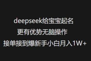 deepseek给宝宝起名更有优势无脑操作接单接到爆新手小白月入1W+-极速轻创
