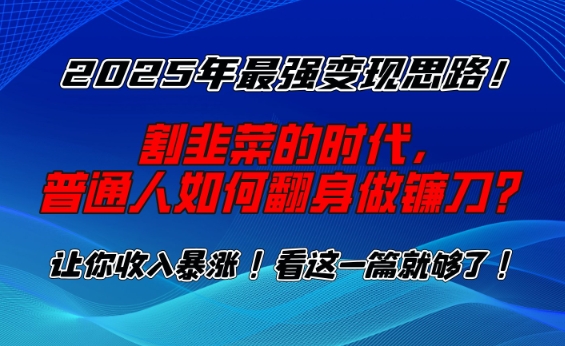 2025年最强变现思路，割韭菜的时代， 普通人如何翻身做镰刀？【揭秘】-极速轻创