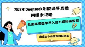 2025年Deepseek附能绿幕直播间挣米攻略无需拜师自学月入过W保姆级教程，最适合小白宝妈的轻创业-极速轻创