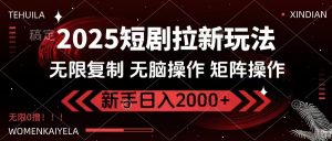 2025短剧拉新玩法，无需注册登录，无限0撸，无脑批量操作日入2000+-极速轻创
