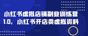 小红书虚拟店铺副业训练营1.0，小红书开店卖虚拟资料-极速轻创