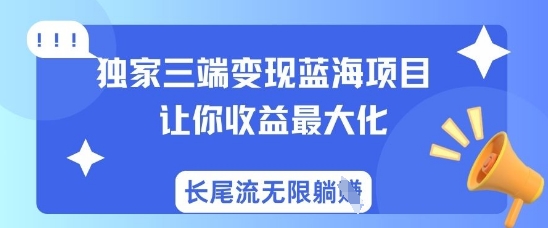 独家三端变现蓝海项目，让你收益最大化，长尾流无限躺挣-极速轻创
