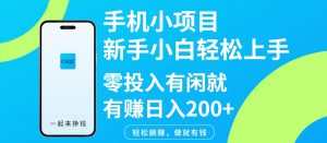 手机小项目新手小白轻松上手零投入有闲就有赚日入200+-极速轻创