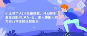 小红书个人IP陪跑课程，开启你职业生涯的PLAN-B，素人也能火成为百万博主的流量密码-极速轻创