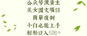 流量主长期收益项目，美女图片简单复制，小白也能上手，轻松日入5张-极速轻创