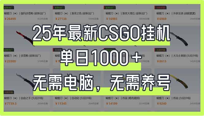 25年最新CSGO挂机系统，单日1000+，无需电脑，无需养号，0基础可上手-极速轻创