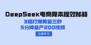 DeepSeek电商降本提效秘籍：3招打爆黄金三秒，5分钟量产200视频-极速轻创