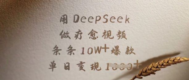 用DeepSeek做疗愈视频，条条10W+爆款，单日变现多张-极速轻创