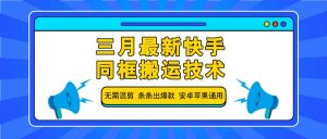 三月最新快手同框搬运技术，无需混剪 条条出爆款 安卓苹果通用-极速轻创