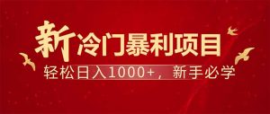 项目名称：每天一小时，轻松到手1000，冷门赚钱项目！-极速轻创