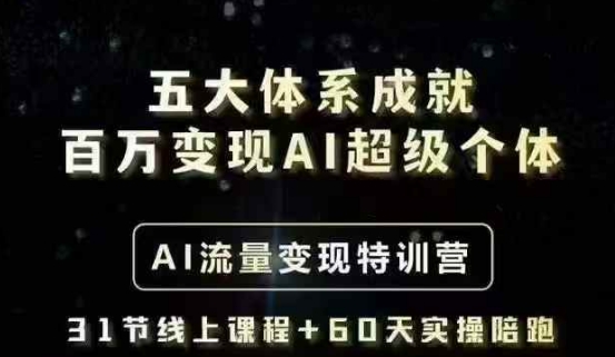 五大体系成就百万变现AI超级个体- AI流量变现特训营，一步一步教你一个人怎么年入百W-极速轻创