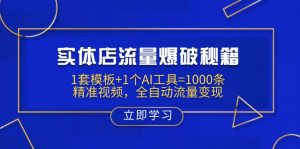 实体店流量爆破秘籍：1套模板+1个AI工具=1000条精准视频，全自动流量变现-极速轻创