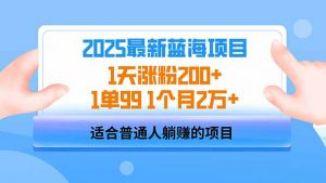 2025蓝海项目 1天涨粉200+ 1单99 1个月2万+-极速轻创