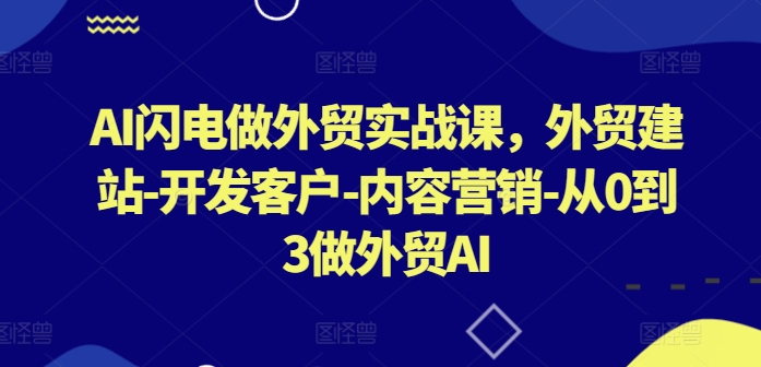 AI闪电做外贸实战课，​外贸建站-开发客户-内容营销-从0到3做外贸AI(更新)-极速轻创