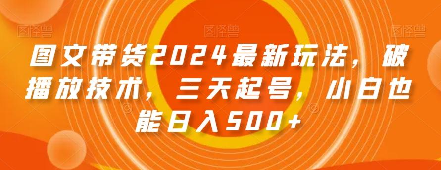 图文带货2024最新玩法，破播放技术，三天起号，小白也能日入500+【揭秘】-极速轻创