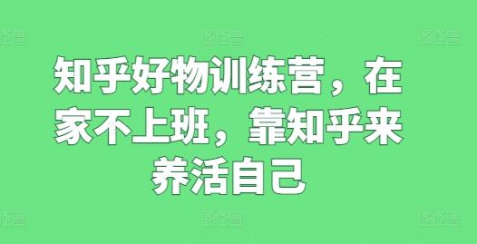 知乎好物训练营，在家不上班，靠知乎来养活自己-极速轻创