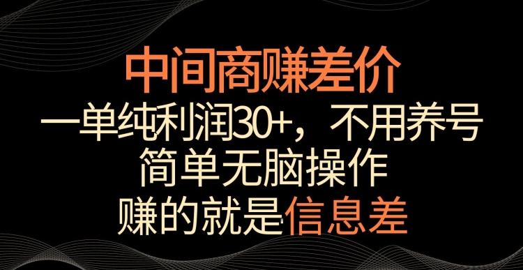 中间商赚差价，一单纯利润30+，简单无脑操作，赚的就是信息差，轻轻松松日入1000+【揭秘】-极速轻创