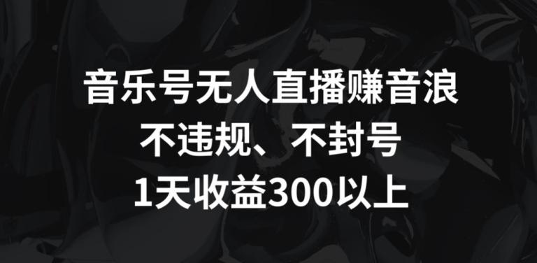 音乐号无人直播赚音浪，不违规、不封号，1天收益300+【揭秘】-极速轻创