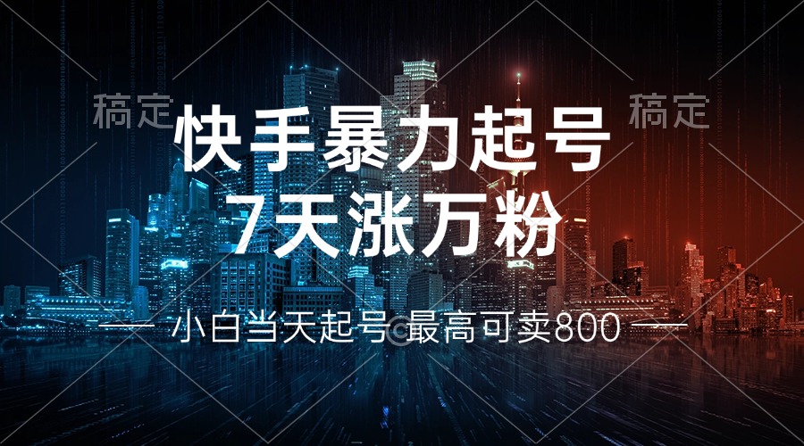 快手暴力起号，7天涨万粉，小白当天起号 多种变现方式，账号回收，单月...-极速轻创