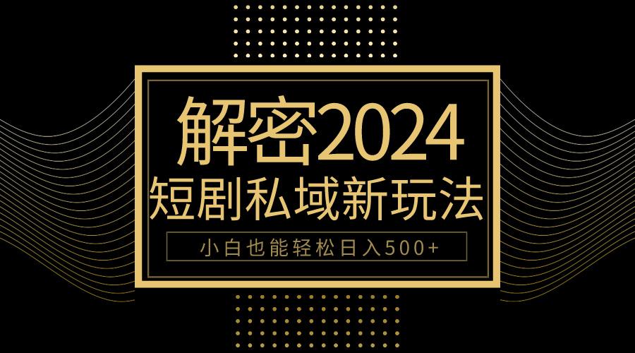(9951期)10分钟教会你2024玩转短剧私域变现，小白也能轻松日入500+-极速轻创