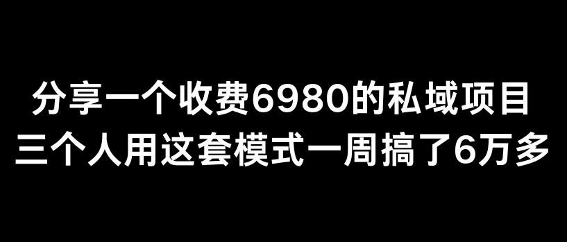 分享一个外面卖6980的私域项目三个人用这套模式一周搞了6万多【揭秘】-极速轻创