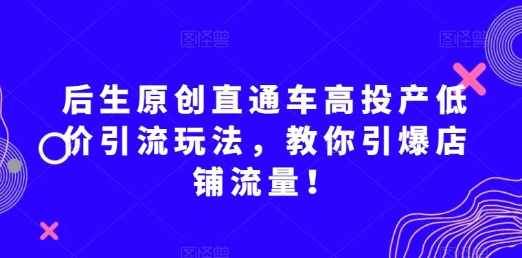 后生原创直通车高投产低价引流玩法，教你引爆店铺流量！-极速轻创