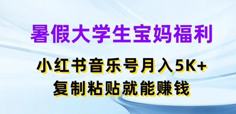 暑假大学生宝妈福利，小红书音乐号月入5000+，复制粘贴就能赚钱【揭秘】-极速轻创