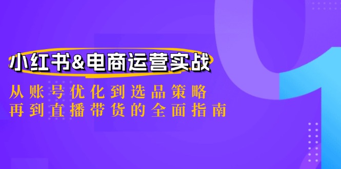 小红书&电商运营实战：从账号优化到选品策略，再到直播带货的全面指南-极速轻创