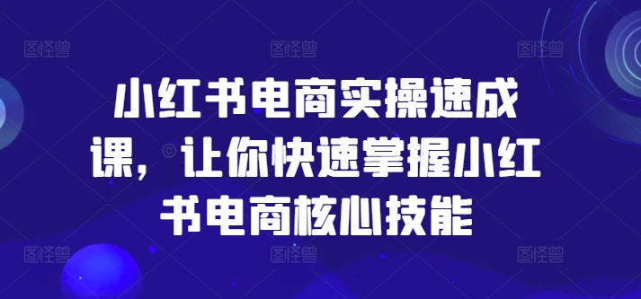 小红书电商实操速成课，让你快速掌握小红书电商核心技能-极速轻创