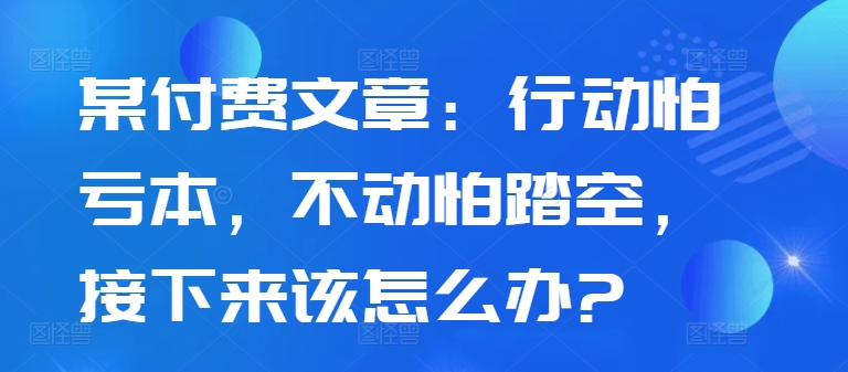 某付费文章：行动怕亏本，不动怕踏空，接下来该怎么办?-极速轻创