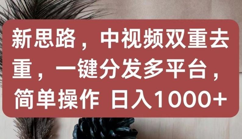 新思路，中视频双重去重，一键分发多平台，简单操作，日入1000+【揭秘】-极速轻创
