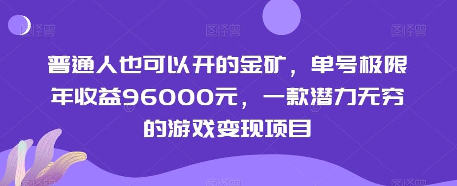 普通人也可以开的金矿，单号极限年收益96000元，一款潜力无穷的游戏变现项目【揭秘】-极速轻创