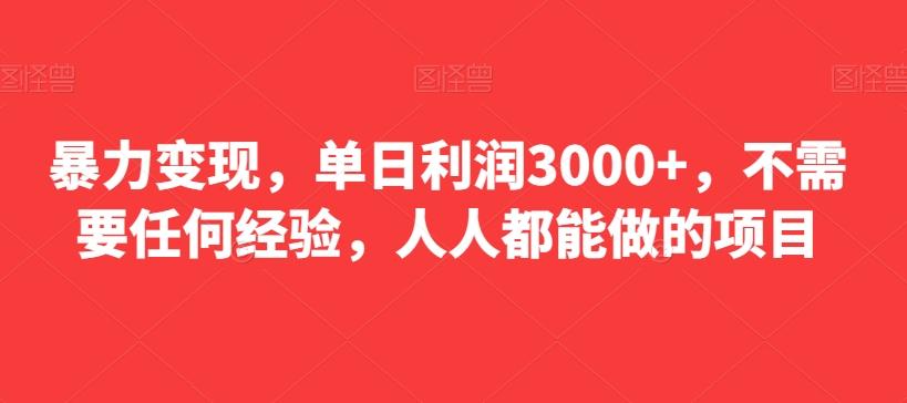 暴力变现，单日利润3000+，不需要任何经验，人人都能做的项目-极速轻创