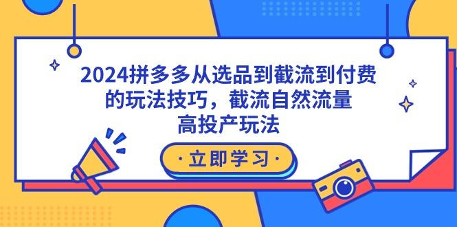 2024拼多多从选品到截流到付费的玩法技巧，截流自然流量玩法，高投产玩法-极速轻创