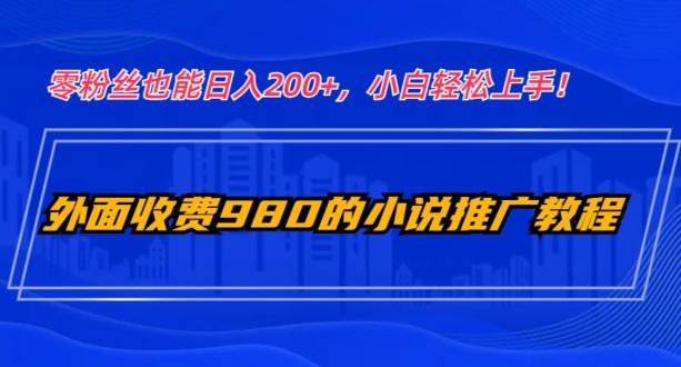 外面收费980的小说推广教程：零粉丝也能日入200+，小白轻松上手！-极速轻创