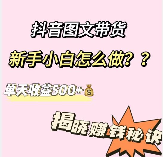 抖音图文带货，新手小白怎么做？单天收益500+【揭秘赚钱秘诀】-极速轻创