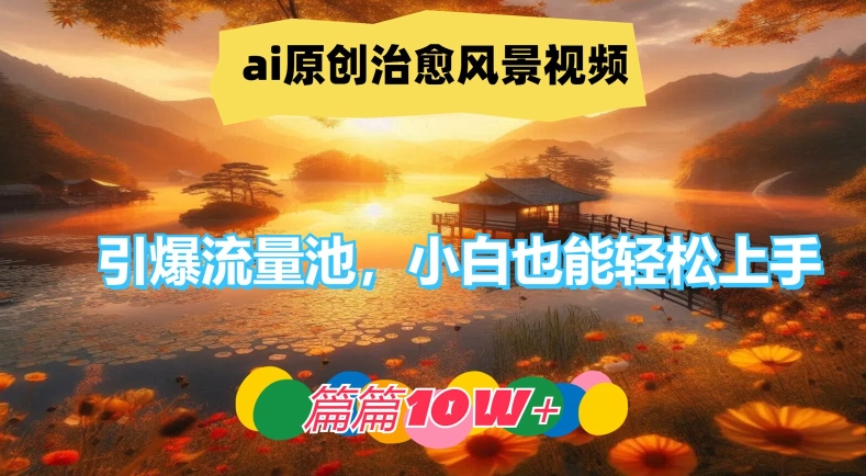ai原创治愈风景视频，引爆流量池，小白也能轻松上手，篇篇10w+【揭秘】-极速轻创