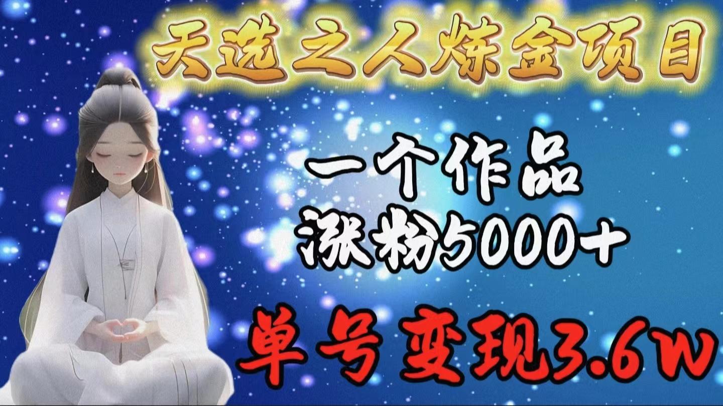 (9693期)天选之人炼金项目，一个作品涨粉5000+，单号变现3.6w-极速轻创