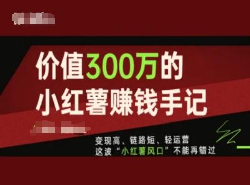 价值300万的小红书赚钱手记，变现高、链路短、轻运营，这波“小红薯风口”不能再错过-极速轻创