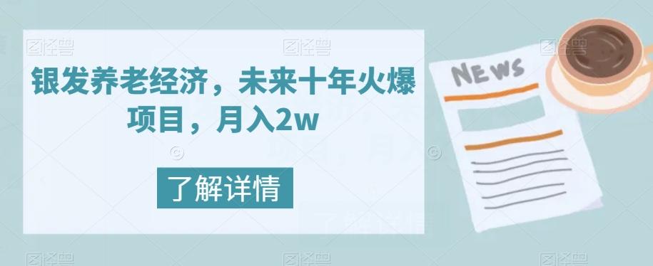 银发养老经济，未来十年火爆项目，月入2w【揭秘】-极速轻创