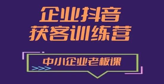 企业抖音营销获客增长训练营，中小企业老板必修课-极速轻创