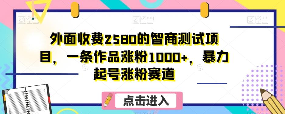 外面收费2580的智商测试项目，一条作品涨粉1000+，暴力起号涨粉赛道【揭秘】-极速轻创