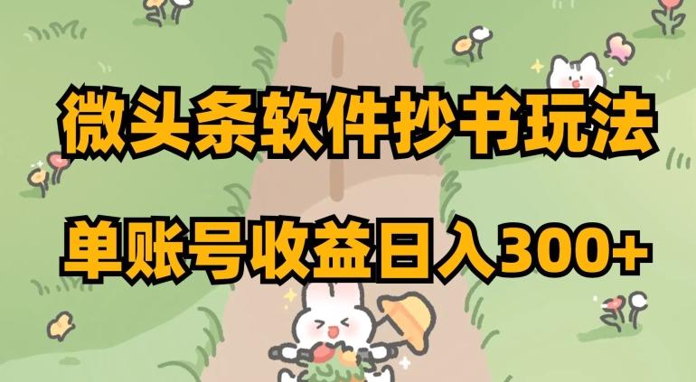微头条软件抄书玩法，单账号收益日入300+【揭秘】-极速轻创