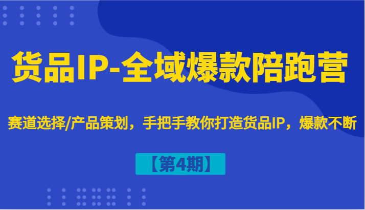 货品IP-全域爆款陪跑营【第4期】赛道选择/产品策划，手把手教你打造货品IP，爆款不断-极速轻创