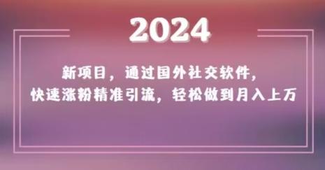2024新项目，通过国外社交软件，快速涨粉精准引流，轻松做到月入上万【揭秘】-极速轻创
