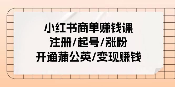 小红书商单赚钱课：注册/起号/涨粉/开通蒲公英/变现赚钱(25节课)-极速轻创