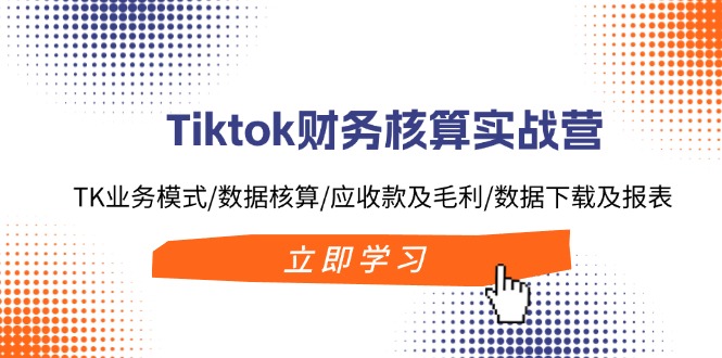 Tiktok财务核算实战营：TK业务模式/数据核算/应收款及毛利/数据下载及报表-极速轻创