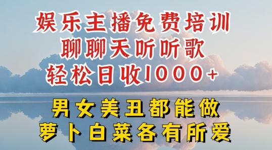 娱乐主播免费培训聊聊天听听歌轻松日收1K+，男女美丑都能做萝卜白菜各有所爱【揭秘】-极速轻创