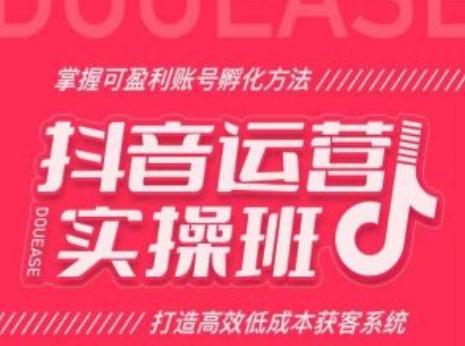 抖音运营实操班，掌握可盈利账号孵化方法，打造高效低成本获客系统-极速轻创